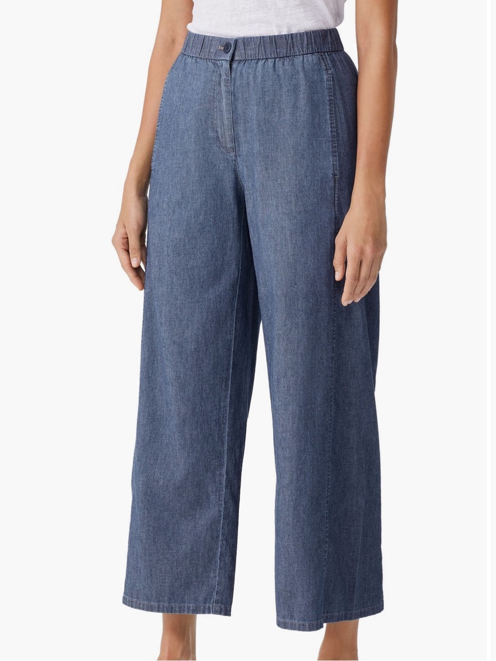 EILEEN FISHER Organic Cotton Twill Ankle Wide Leg Pants S
